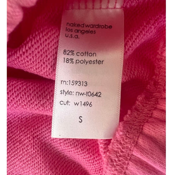 Naked Wardrobe French Terry Hoodie in Bubblegum Pink - Picture 9 of 10